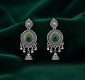 Oxidised Silver Peacock Jhumka Earrings