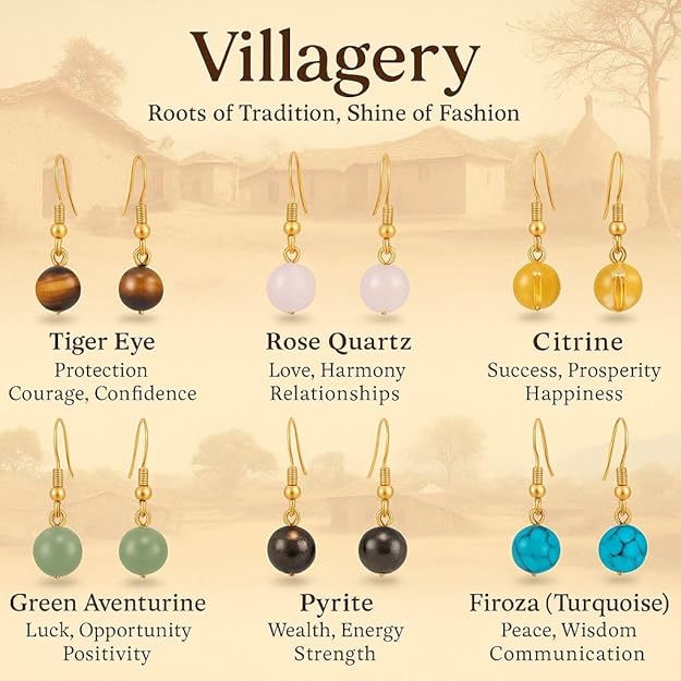 Natural Healing Crystal Drop Earrings